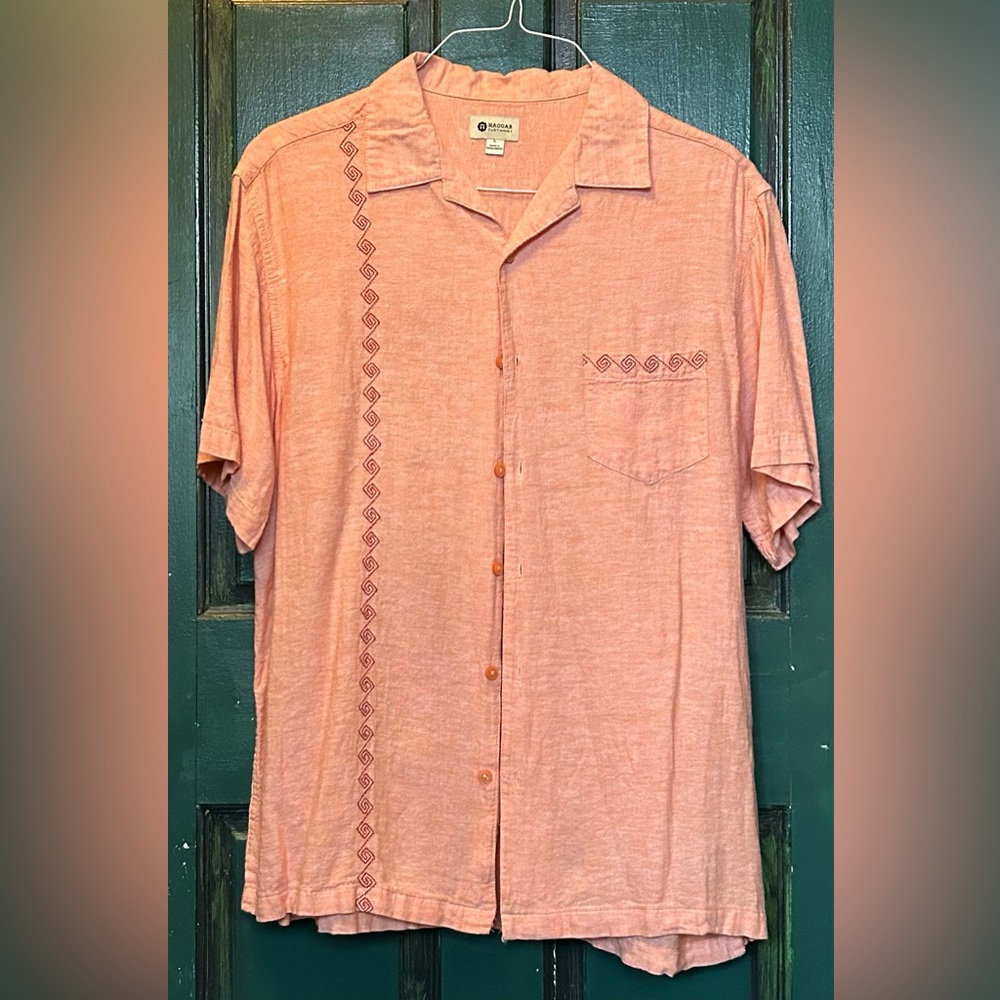 Haggar linen shirt with embroidered design